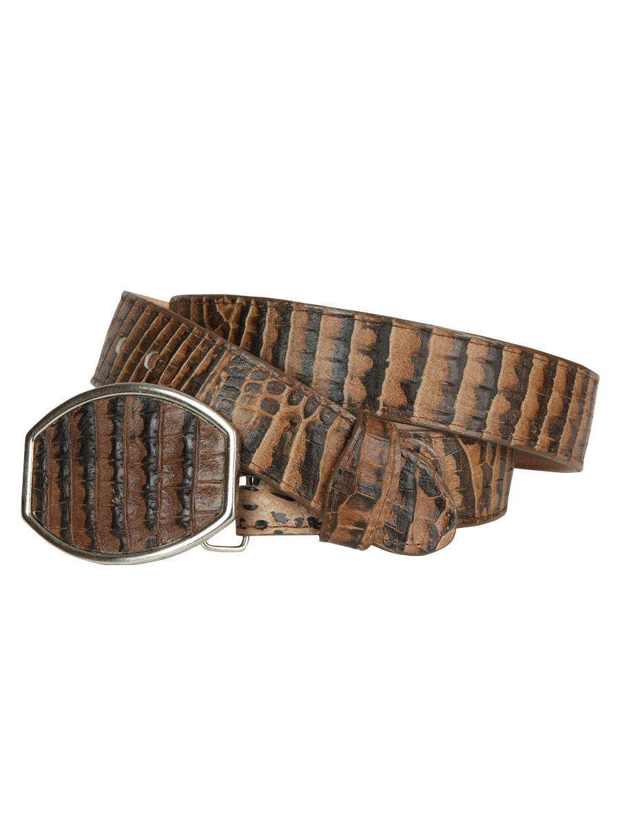 El General Men’s Western Belt - Caiman Belly Print - Tobacco 45682
