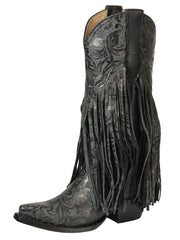 El General Women’s Fringe Western Boots - Black 45796
