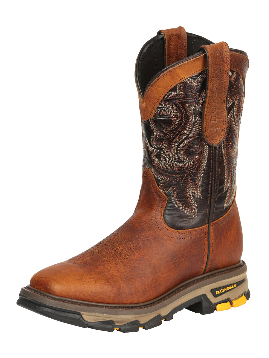 El General Men's Leather Work Boots - Made In Mexico - Redwood Brown 45806