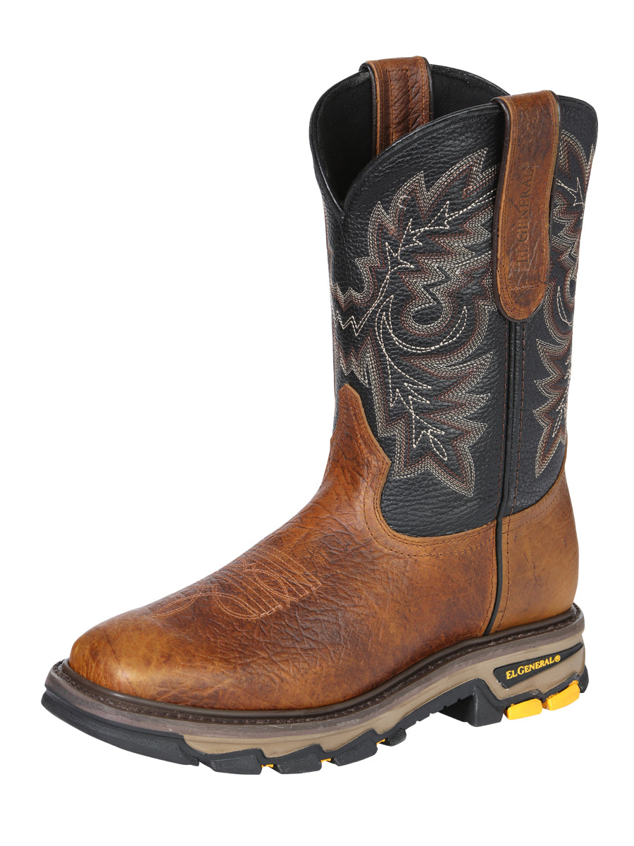 El General Men's Leather Work Boots - Made In Mexico - Redwood Brown 45811