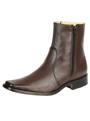 El Besserro Men's Premium Goat Leather Ankle Boot with Zipper - Made in Mexico - Brown 45828