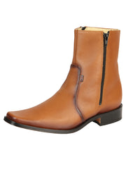 El Besserro Men's Leather Ankle Boot with Double Zipper - Made in Mexico - Brandy 45829