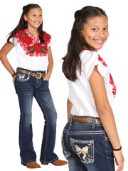 Girls Centenario Premium Bootcut Jeans -  Dark Blue Denim 45909