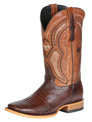 Men's El General Western Boot Lizard Print Leather - Brown 45931