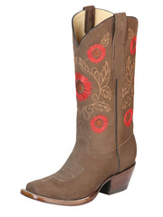 El General Women’s Western Boots Nubuck Leather

 - Camel 51162