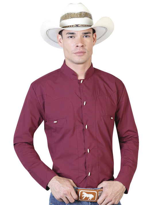Burgandy Charro Long Sleeve Shirt 124909