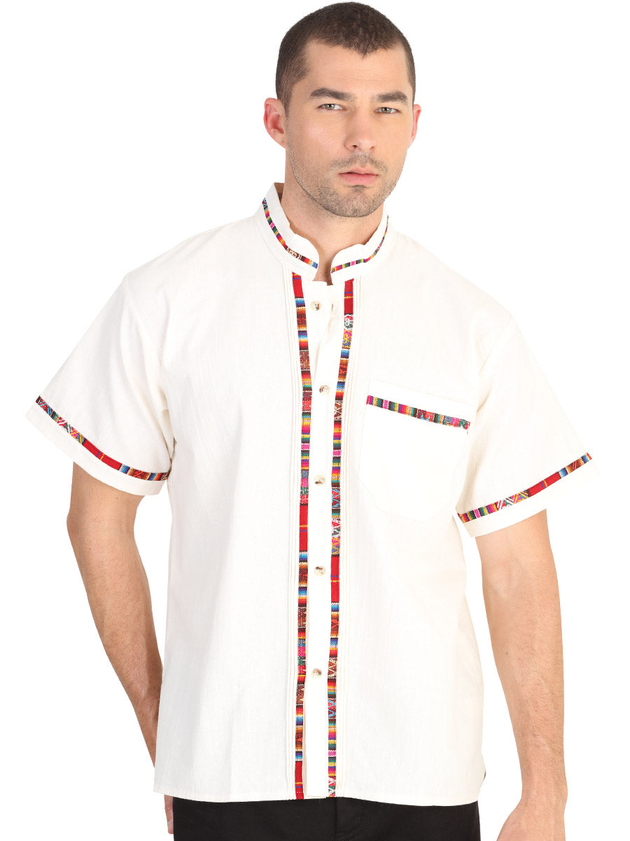 Mexican Guayabera Short Sleve Shirt for Men - 100% Cotton -  Ivory 601819