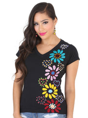 Artisanal Embroidered Sport T-Shirt 50% Cotton 50% Polyester Black 601986