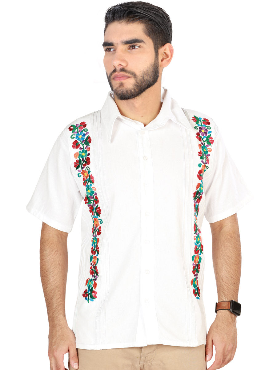 Mexican Embroidered Shirt Guayabera 100% Cotton White 603114