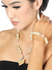 Artisanal Set Earrings-Necklace-Bracelet Onyx Stone Natural 603141