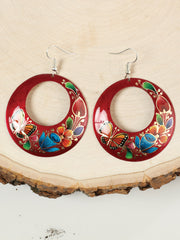 Artisanal - Hand-made jewelry  - HearringsMonarcaFlor -  Grande Cobre Red 603447