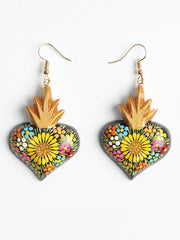 Artisanal Hand Painted Earrings Black 603976