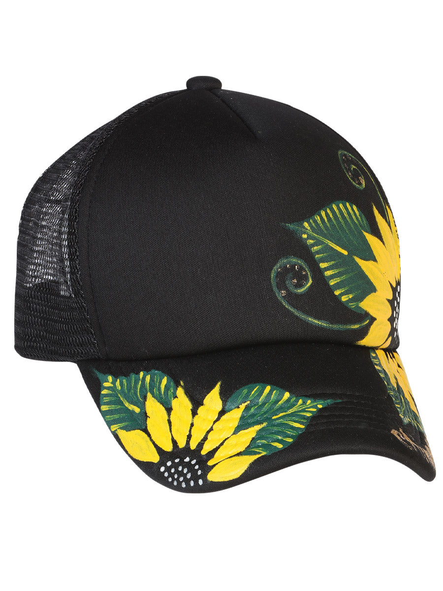 Hand Painted Mexican Artisanal Trucker Hat - Black 602671